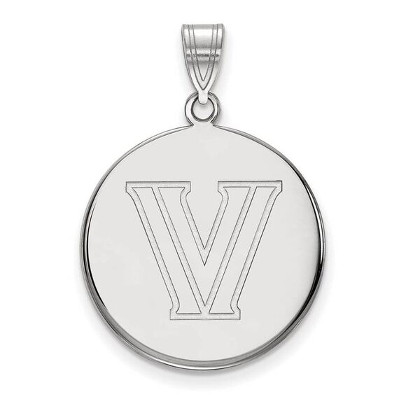 10k White Gold Villanova U. Large Logo Disc Pendant